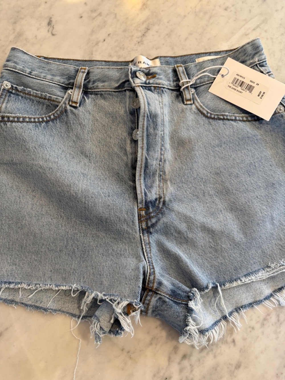 Light Blue Denim Frayed Hem Women's Shorts